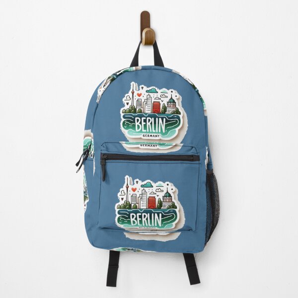 Item preview, Berlin Germany Minimalist Watercolor Cityscape Sticker with Flag,  designed and sold by PaintMeWorld.