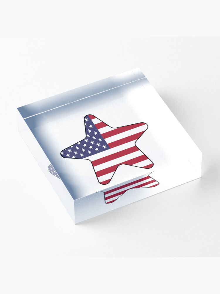 Vista alternativa de Bloque acrílico American Flag Starfish Happy 4th of July