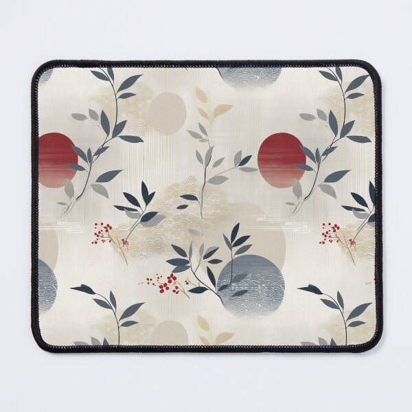 Item preview, Minimalist Katagami Botanical Pattern in Indigo and Faded Red designed and sold by Moisky Patterns.
