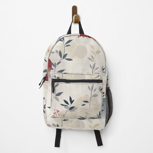 Item preview, Minimalist Katagami Botanical Pattern in Indigo and Faded Red designed and sold by Moisky Patterns.