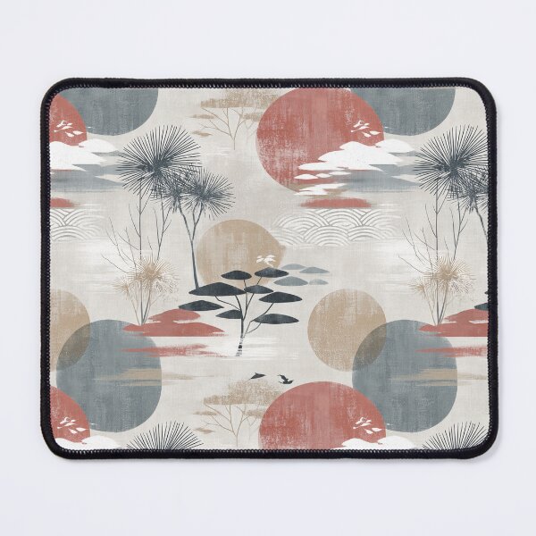 Item preview, Vintage Katagami Landscape with Sunset Silhouettes designed and sold by Moisky Patterns.
