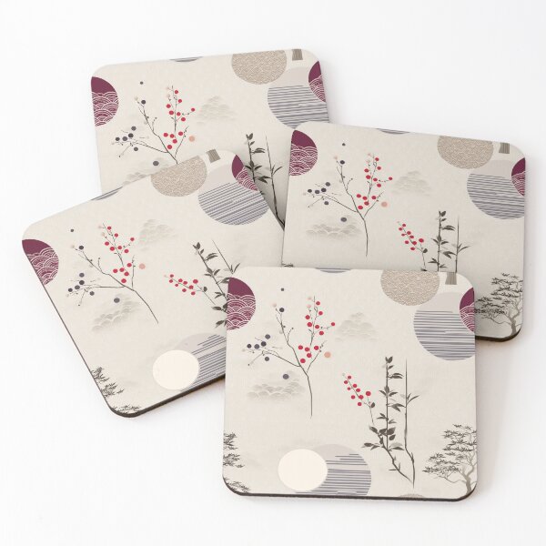 Item preview, Katagami Twilight Garden with Plum Blossoms designed and sold by Moisky Patterns.