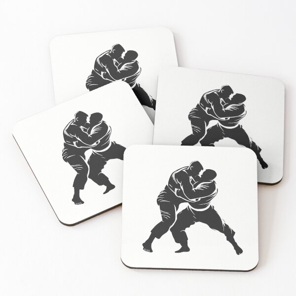 Item preview, "Jiu Jitsu Grapplers in Action – BJJ Rolling Silhouette" designed and sold by Mat and Ink.