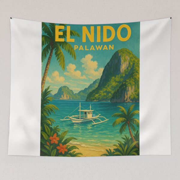 Item preview, El Nido Palawan Tropical Cliffs and Boat designed and sold by Places On Earth.