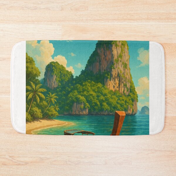 Item preview, Krabi Thailand Tropical Cliffs with Longtail Boat designed and sold by Places On Earth.