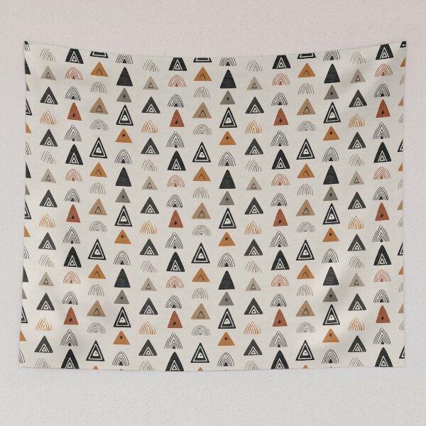 Item preview, Polynesian Triangle & Arc Pattern in Terracotta and Charcoal designed and sold by Moisky Patterns.