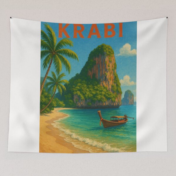 Item preview, Krabi Seaside View with Sand and Palms designed and sold by Places On Earth.