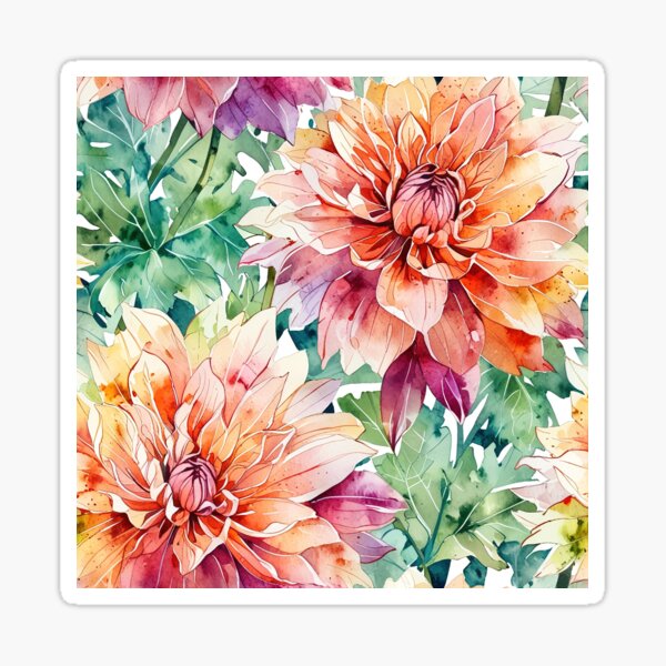 Item preview, Original Dahlia Flower Watercolor designed and sold by CoolPixels.