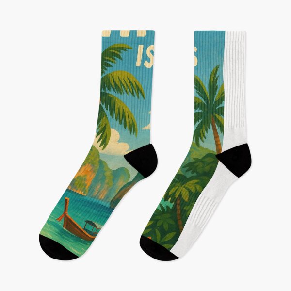 Item preview, Phi Phi Islands Beach View with Longtail Boat designed and sold by Places On Earth.