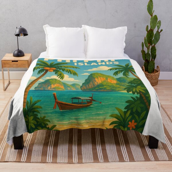 Item preview, Phi Phi Islands Beach View with Longtail Boat designed and sold by Places On Earth.