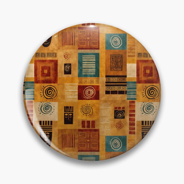 Item preview, Pre-Columbian Glyphs Pattern in Terracotta & Turquoise designed and sold by Moisky Patterns.