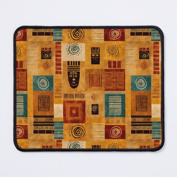 Item preview, Pre-Columbian Glyphs Pattern in Terracotta & Turquoise designed and sold by Moisky Patterns.