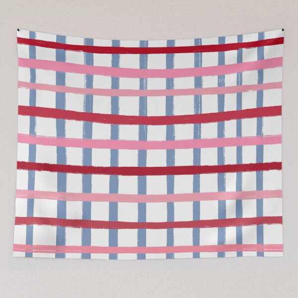 Item preview, Pink and Blue Brush Stroke Check Grid Lines  designed and sold by OneThreeSix.