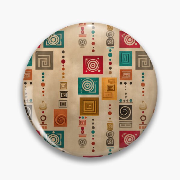 Item preview, Ancient Spiral & Glyph Pattern in Ochre and Teal designed and sold by Moisky Patterns.