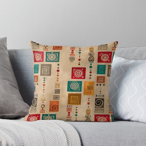 Item preview, Ancient Spiral & Glyph Pattern in Ochre and Teal designed and sold by Moisky Patterns.