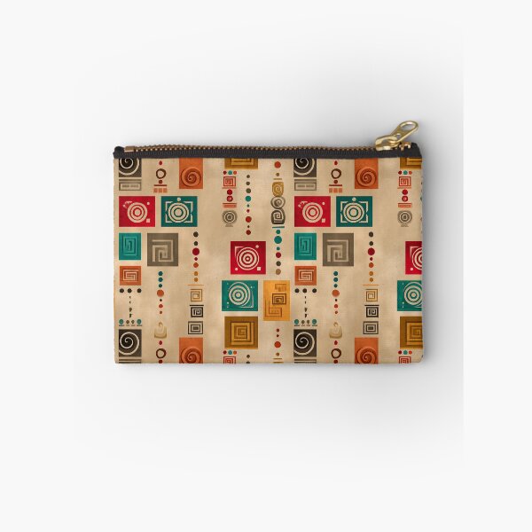 Item preview, Ancient Spiral & Glyph Pattern in Ochre and Teal designed and sold by Moisky Patterns.