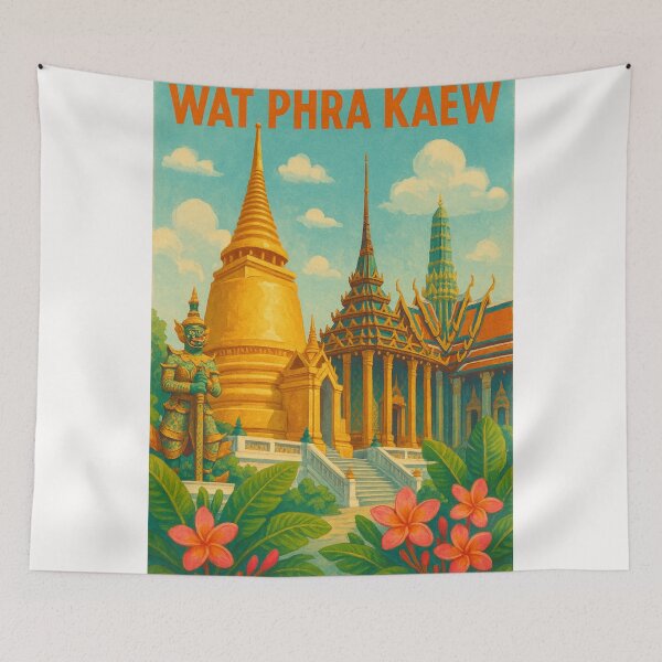 Item preview, Wat Phra Kaew Temple with Plumeria Blossoms designed and sold by Places On Earth.
