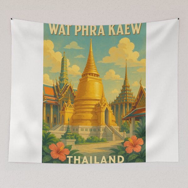 Item preview, Wat Phra Kaew with Hibiscus Flowers designed and sold by Places On Earth.