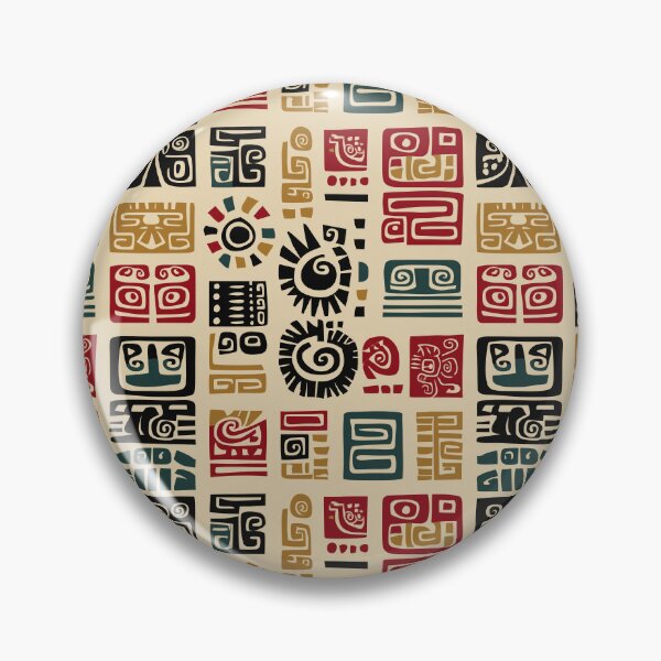 Item preview, Pre-Columbian Glyph Pattern in Ceremonial Colors designed and sold by Moisky Patterns.