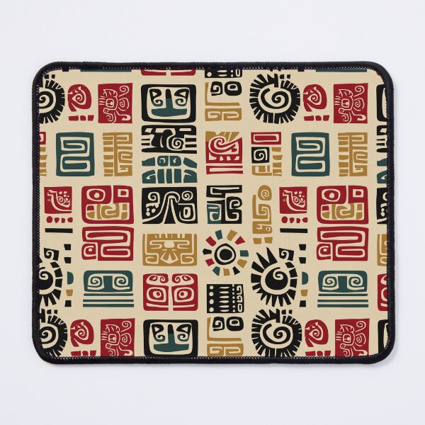 Item preview, Pre-Columbian Glyph Pattern in Ceremonial Colors designed and sold by Moisky Patterns.