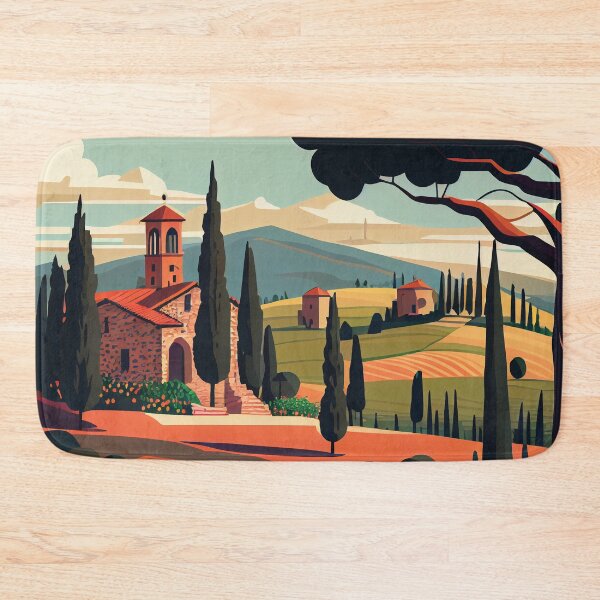 Item preview, Tranquil Tuscan Church Landscape designed and sold by ShadowAndSlate.