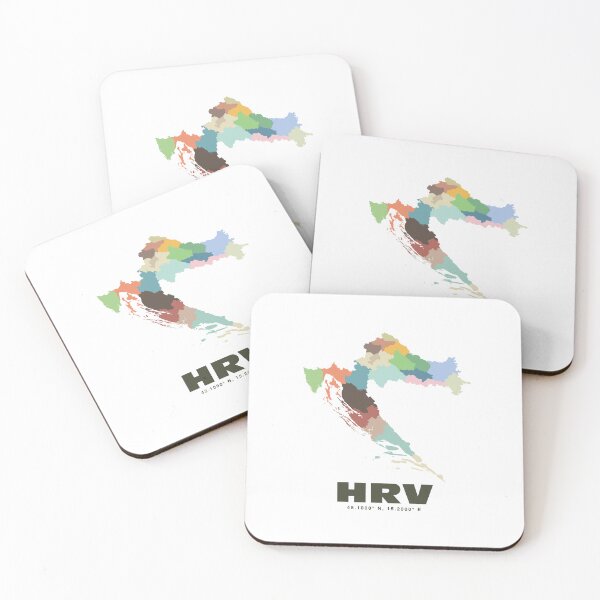 Item preview, Croatia Map - HRV Country Code Art Print designed and sold by CartoPrints.