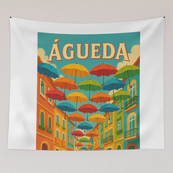 Item preview, Águeda Street with Rainbow Umbrellas designed and sold by Aryabek.