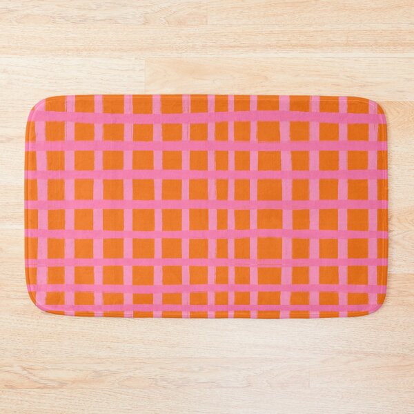 Item preview, Pink on Orange Brush Stroke Check Grid Lines  designed and sold by OneThreeSix.