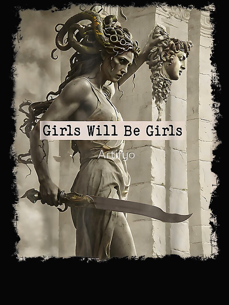 Vintage Girls Will Be Girls Medusa with the Head Feminist Feminism Boxy T-Shirt