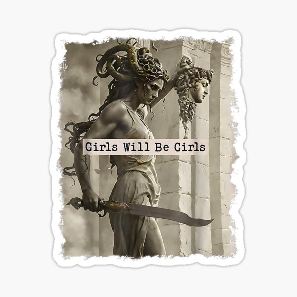 Artikel-Vorschau von Vintage Girls Will Be Girls Medusa mit dem Kopf Feminist Feminismus, designt und verkauft von Artifyo.