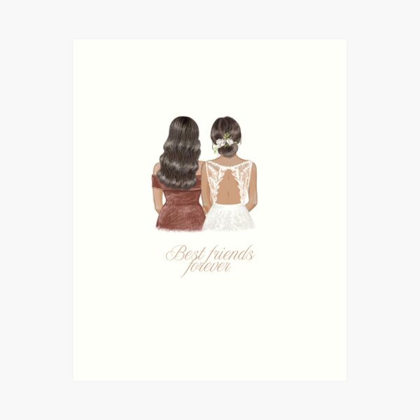 Aperçu de l'œuvre Cadre "Best Friend" – Affiche murale amitié – Décoration sentimentale – Idée cadeau pour meilleure amie créée et vendue par tcourti.