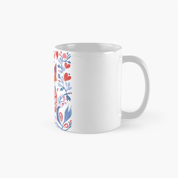 Item preview, Folk Art Fox – Red and Blue Scandinavian Style Watercolor Illustration designed and sold by Gioia-JJ.