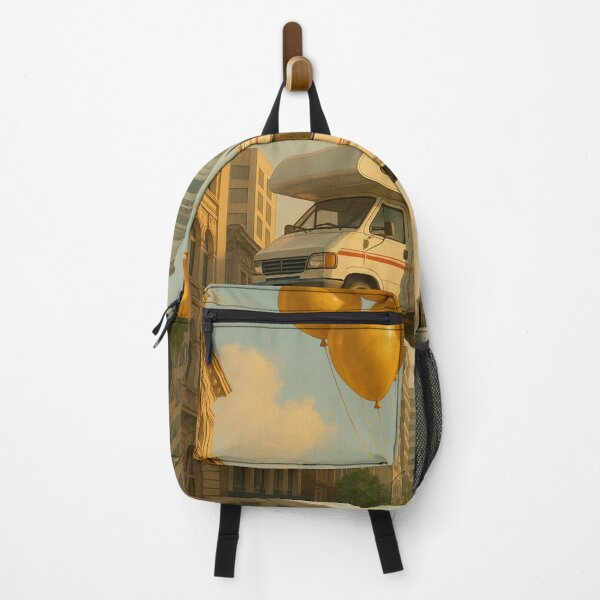 Item preview, Floating RV with Balloons in Cityscape designed and sold by Aryabek.