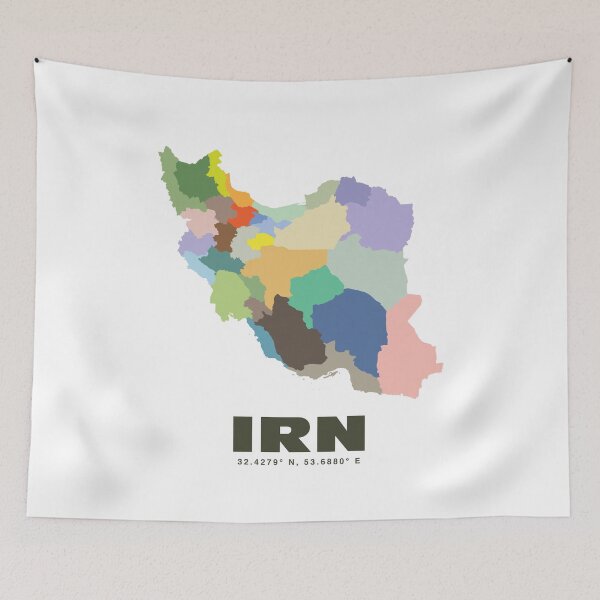 Item preview, Iran Map - IRN ISO Code Art Print designed and sold by CartoPrints.