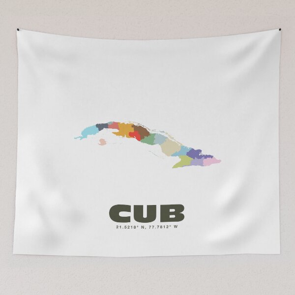 Item preview, Cuba Map - CUB ISO Code Art Print designed and sold by CartoPrints.