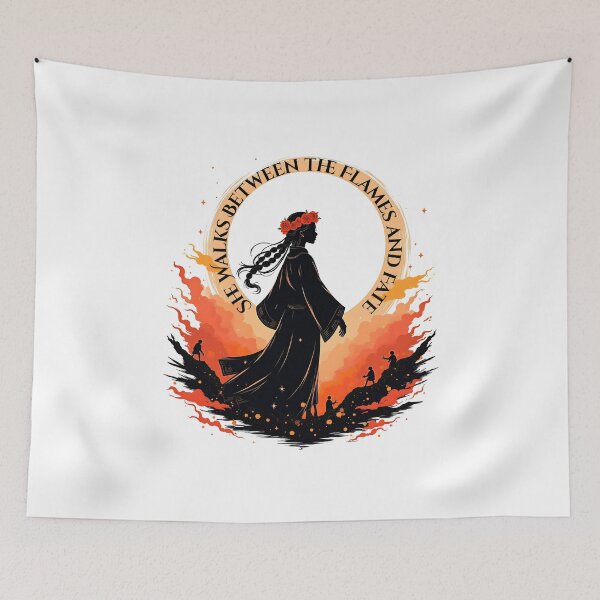Item preview, She Walks Between the Flames and Fate – Slavic Mystic Woman Art designed and sold by Fragy72.