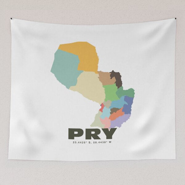 Item preview, Paraguay Map - PRY ISO Code Art Print designed and sold by CartoPrints.
