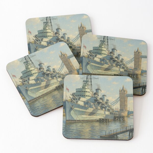 Item preview, HMS Belfast Docked – London Waterfront designed and sold by Aryabek.