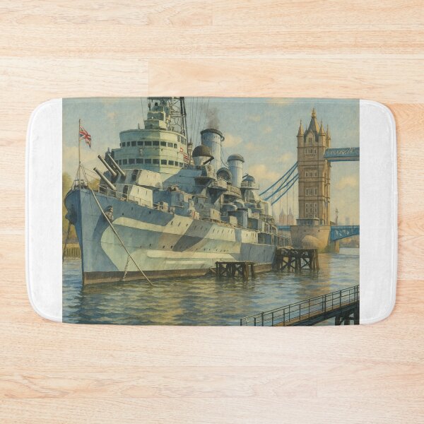 Item preview, HMS Belfast Docked – London Waterfront designed and sold by Aryabek.
