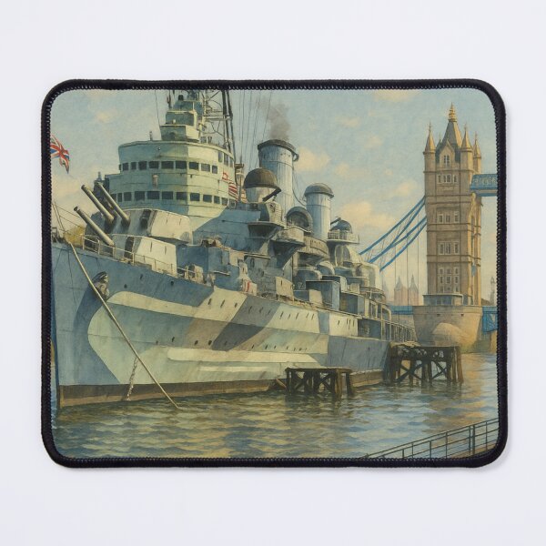 Item preview, HMS Belfast Docked – London Waterfront designed and sold by Aryabek.