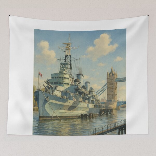 Item preview, HMS Belfast Docked – London Waterfront designed and sold by Aryabek.