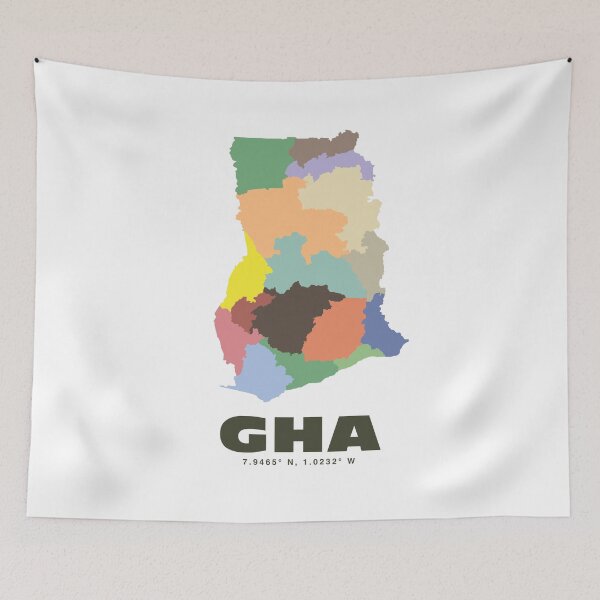 Item preview, Ghana Map - GHA ISO Code Wall Art designed and sold by CartoPrints.