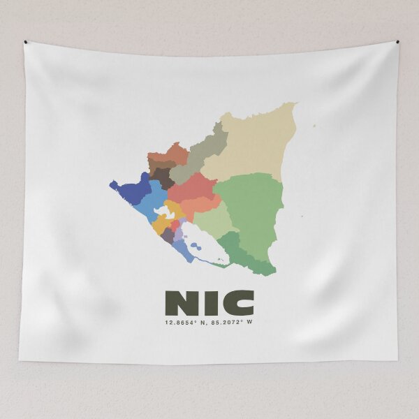 Item preview, Nicaragua Map - NIC ISO Code Wall Art designed and sold by CartoPrints.