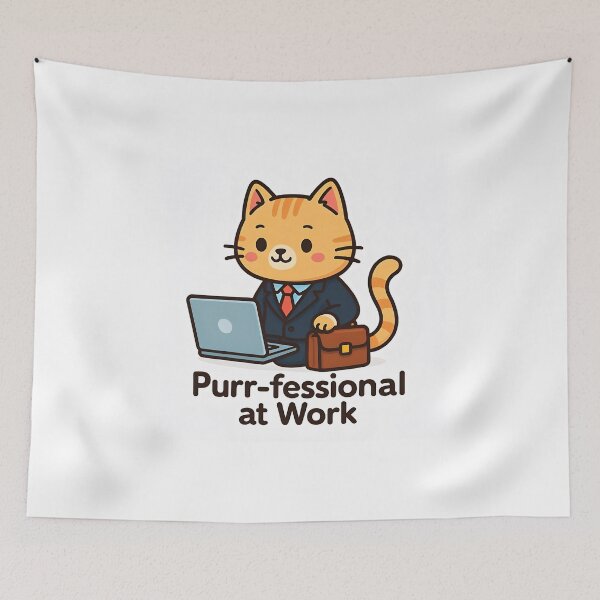 Item preview, Cute Business Cat in Suit Working on Laptop – Funny Office Meme Art designed and sold by Amr Siam.