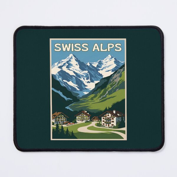 Item preview, A Vintage Travel Illustration of the Swiss Alps designed and sold by GoodOldVintage.