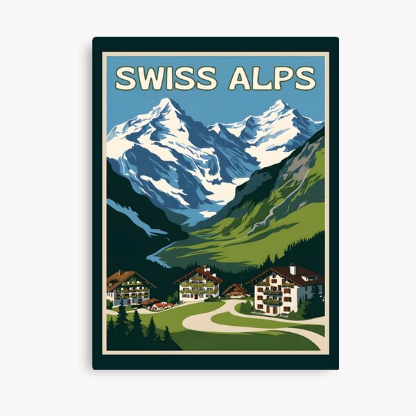 Item preview, A Vintage Travel Illustration of the Swiss Alps  designed and sold by GoodOldVintage.