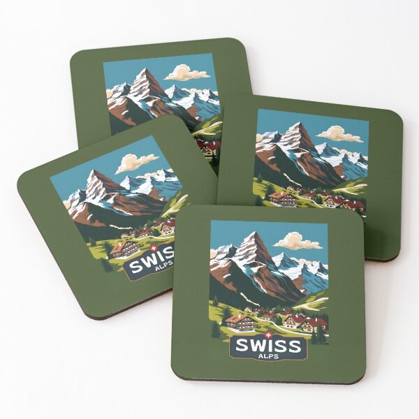 Item preview, A Vintage Travel Illustration of the Swiss Alps  designed and sold by GoodOldVintage.