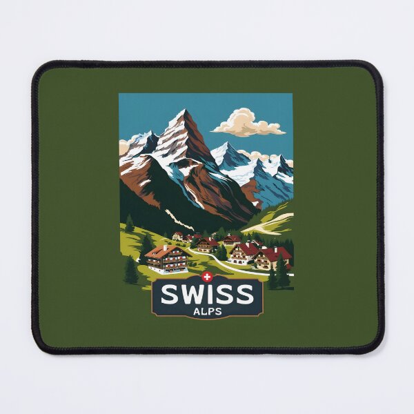 Item preview, A Vintage Travel Illustration of the Swiss Alps designed and sold by GoodOldVintage.
