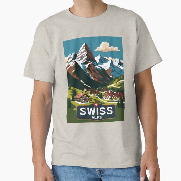 Item preview, A Vintage Travel Illustration of the Swiss Alps  designed and sold by GoodOldVintage.