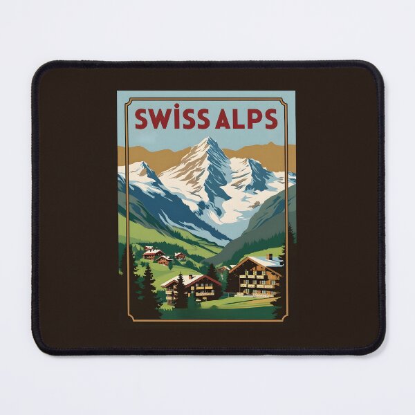 Item preview, A Vintage Travel Illustration of the Swiss Alps designed and sold by GoodOldVintage.
